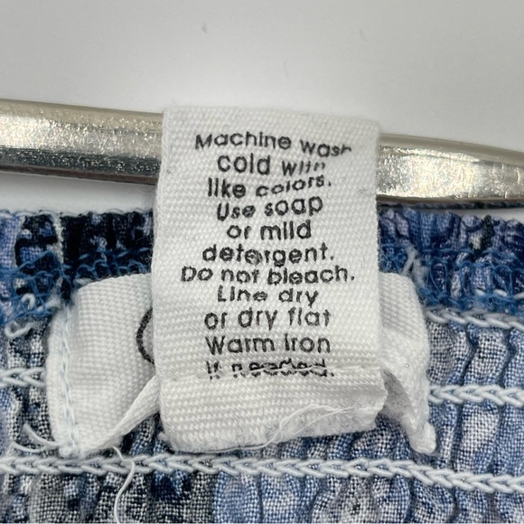 Japna Boho Sleeveless Maxi Dress Paisley Floral Smocked Large Blue White Summer - Picture 11 of 13